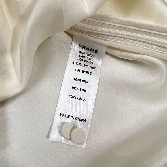 Frame Long-Sleeve Blouse Medium Off-White w V-Neck Ruched NEW W TAGS !! - Picture 4 of 14